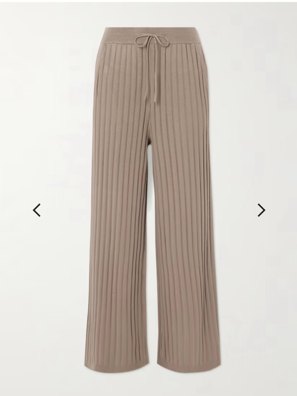 Ribbed Wide-Leg Knit Pants in Taupe XS